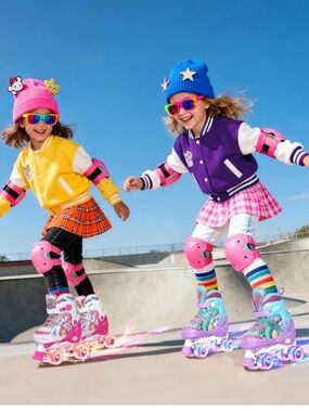 Onex Pink Girls' Adjustable Quad Roller Skates